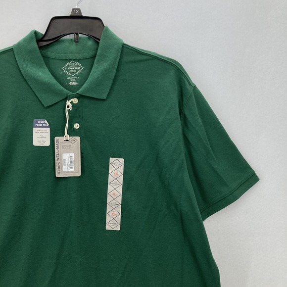 St Johns Bay Polo Shirt Mens 2XL Green Legacy Pique Non Roll Collar Golf Casual - Picture 2 of 12